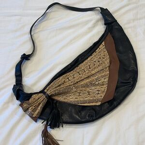 Large Faux Leather Saddle Bag with tassles